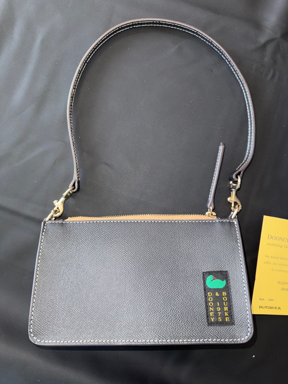 Dooney & Bourke Black Leather Demi 20 Shoulder mini bag with Gold Hardware